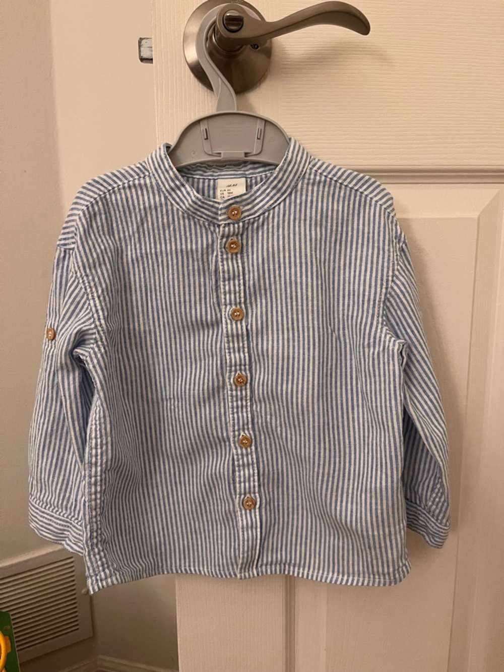 H&M Light Blue & White Striped Button-Down Toddler Shirt